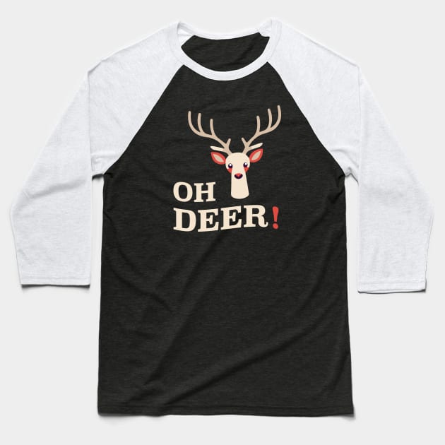 Oh Deer! || Adorable Deer Vector Art Baseball T-Shirt by Mad Swell Designs